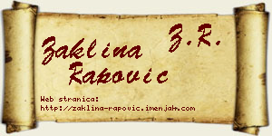 Žaklina Rapović vizit kartica